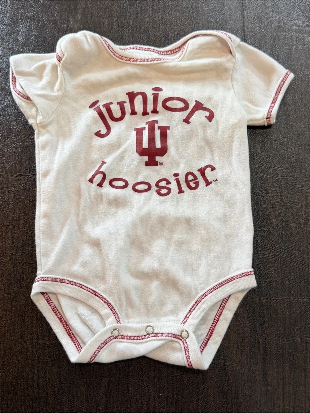 Proedge Indiana Hoosiers IU Snap White Onesie with Crimson Logo Sz 0-3M
